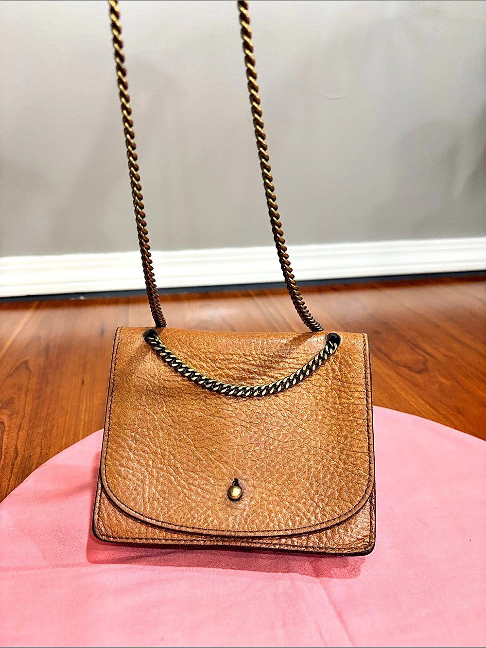 Madewell Brown Leather Chain Crossbody Bag